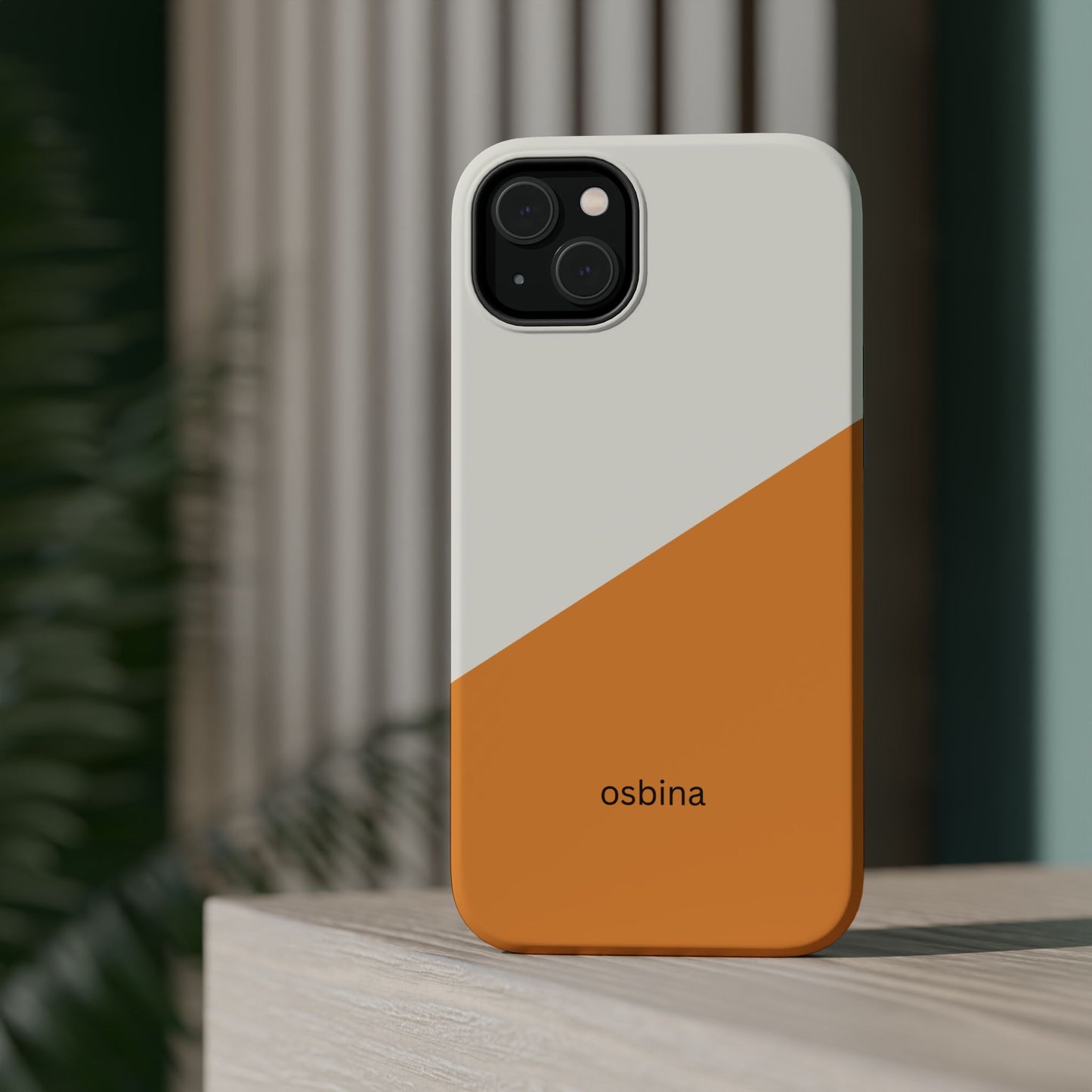 osbina | MagSafe Compatible for iPhone | Divide & Conquer — The Orange + White Split Diagonal Case | The Season Collective
