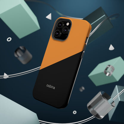 osbina | MagSafe Compatible for iPhone | Bold Moves Only — The Orange + Black Split Diagonal Case | The Season Collective