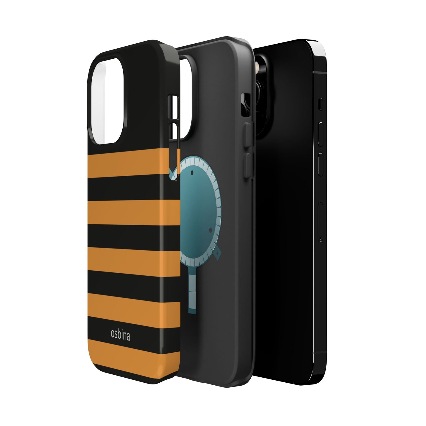 osbina | MagSafe Compatible for iPhone | The Horizon Stripe Case in Black + Orange | The Season Collective