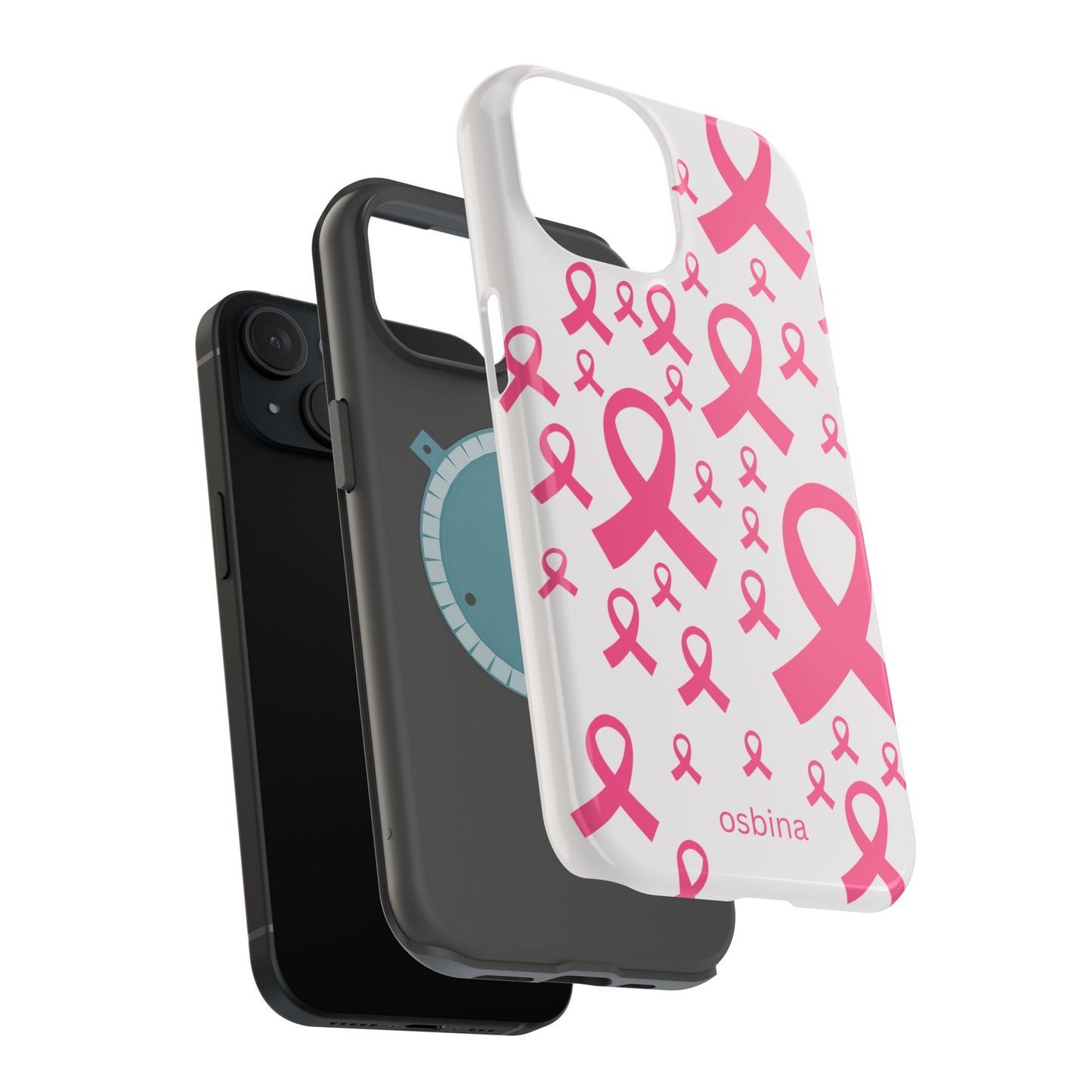 osbina |  MagSafe compatible for iPhone | Limited Edition Strength in Ribbons Case in Light Pink + Soft Pink + Hot Pink | The Pink October Collection | Inspired By