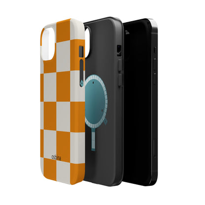 osbina | MagSafe Compatible for iPhone | Check You Out — The Orange + White Check Case | The Season Collective