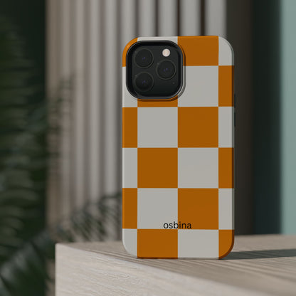 osbina | MagSafe Compatible for iPhone | Check You Out — The Orange + White Check Case | The Season Collective