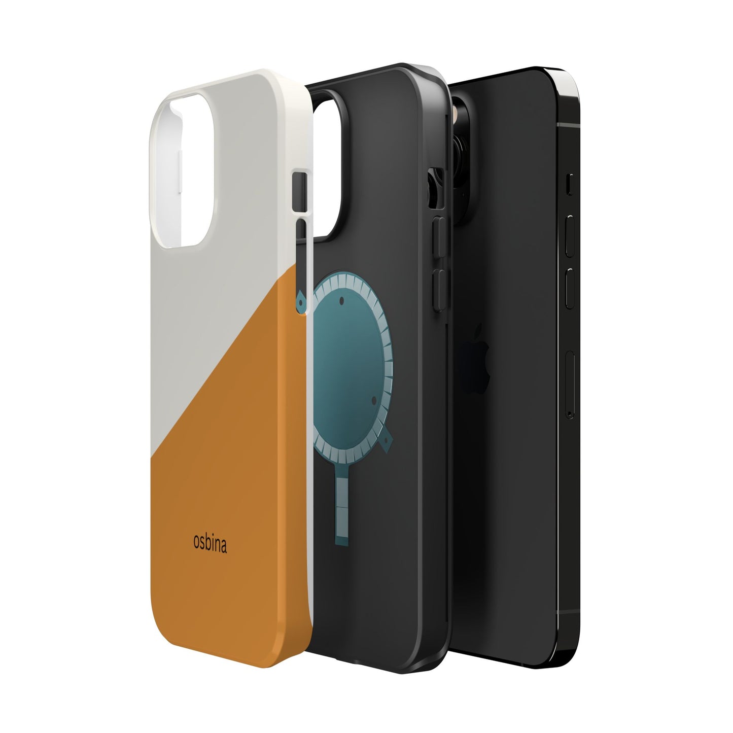 osbina | MagSafe Compatible for iPhone | Divide & Conquer — The Orange + White Split Diagonal Case | The Season Collective