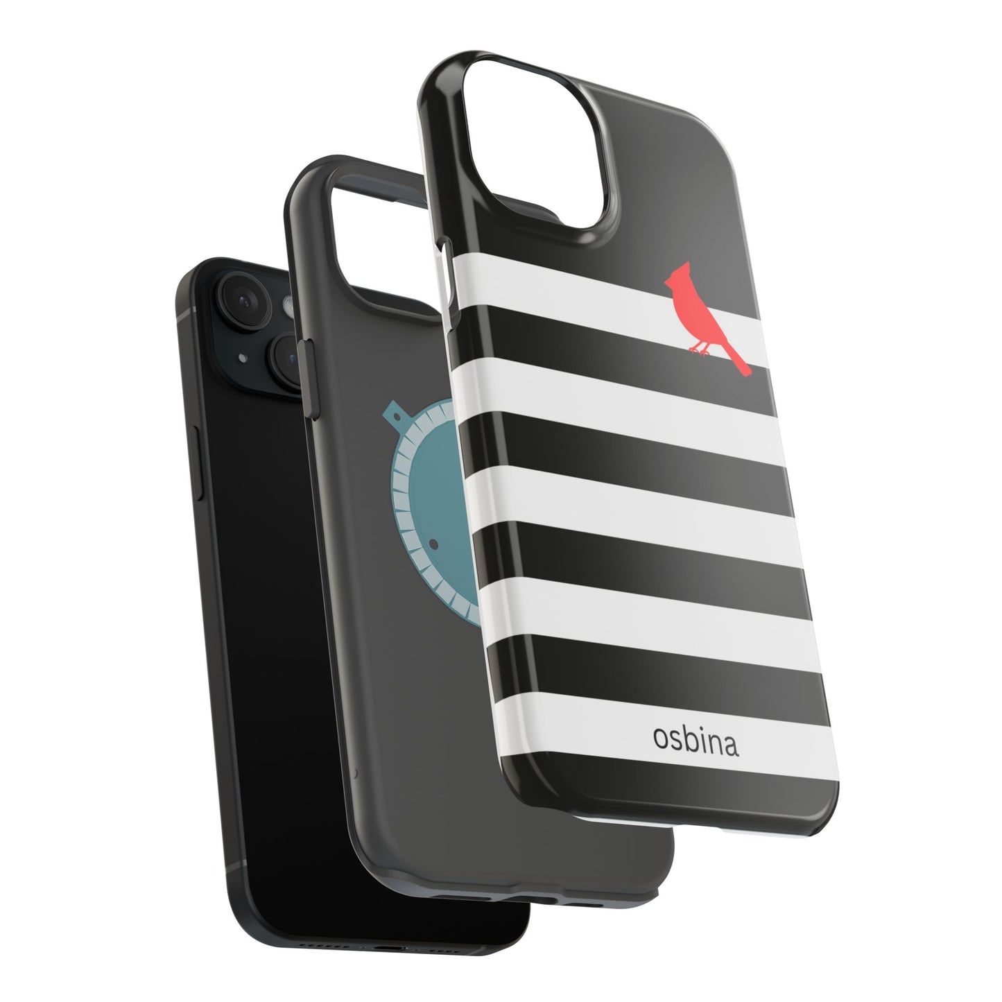 osbina | MagSafe compatible for iPhone | Redbird Edition Thinking of You Phone Case Black & White Stripe | Inspired By Collection