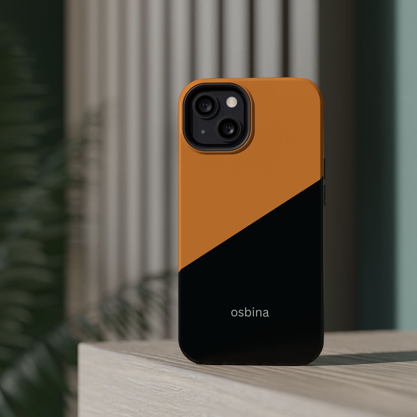 osbina | MagSafe Compatible for iPhone | Bold Moves Only — The Orange + Black Split Diagonal Case | The Season Collective