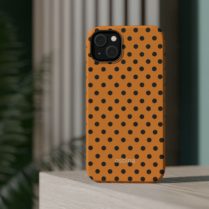 osbina | MagSafe Compatible for iPhone | Spot On Chic — The Orange + Black Polka Dot Case | The Season Collective