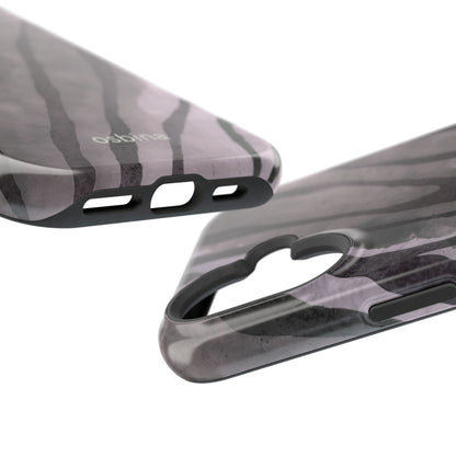 osbina | MagSafe Compatible for iPhone | Stripes on Point — The Muted Gray + Black Tiger Case | The Season Collective