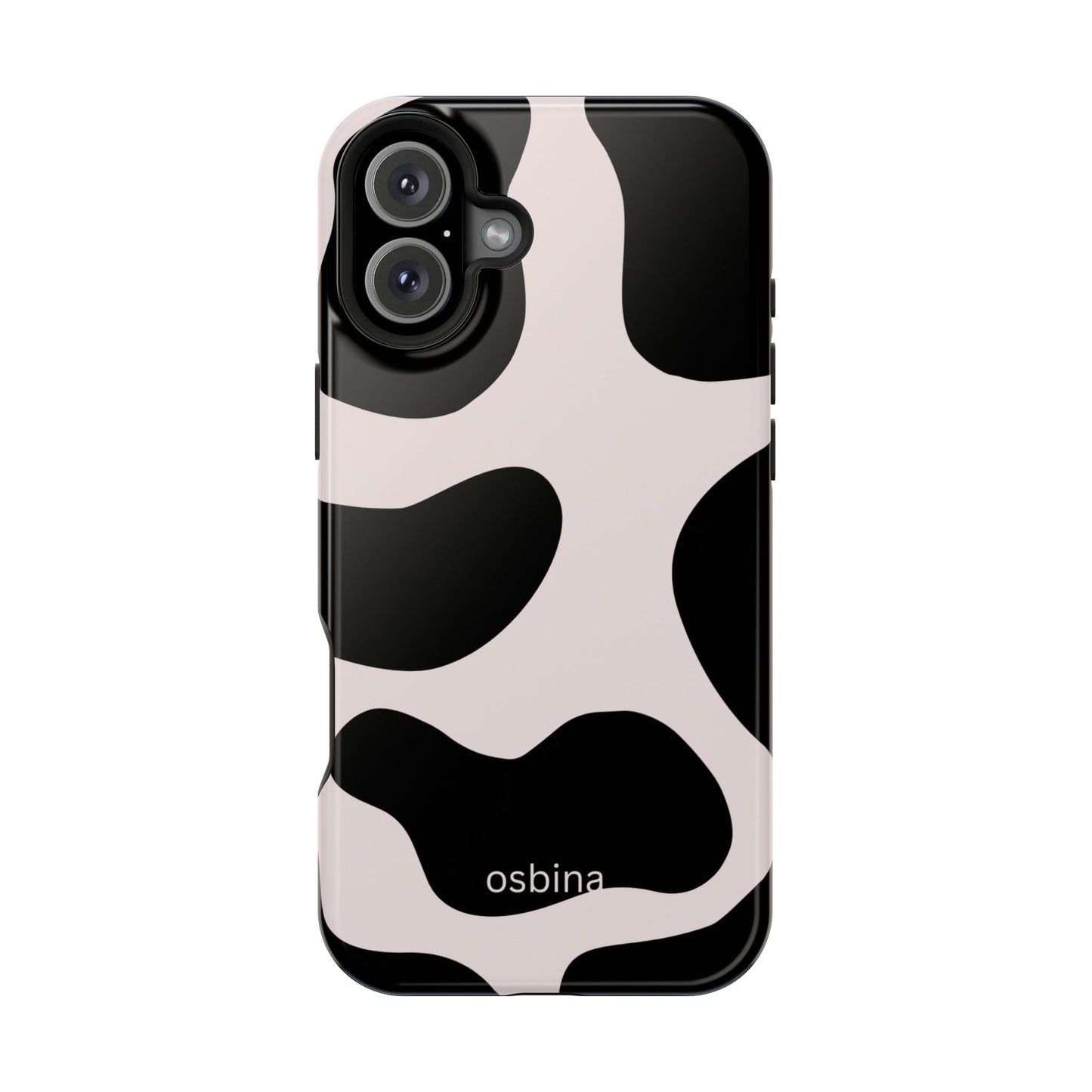 osbina | MagSafe compatible for iPhone | Prairie Chic Pink & Black Cow Print Phone Case | Modern Muse Collection