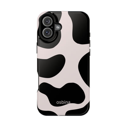 osbina | MagSafe compatible for iPhone | Prairie Chic Pink & Black Cow Print Phone Case | Modern Muse Collection