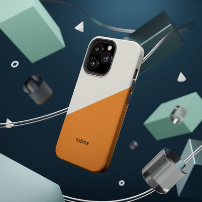 osbina | MagSafe Compatible for iPhone | Divide & Conquer — The Orange + White Split Diagonal Case | The Season Collective