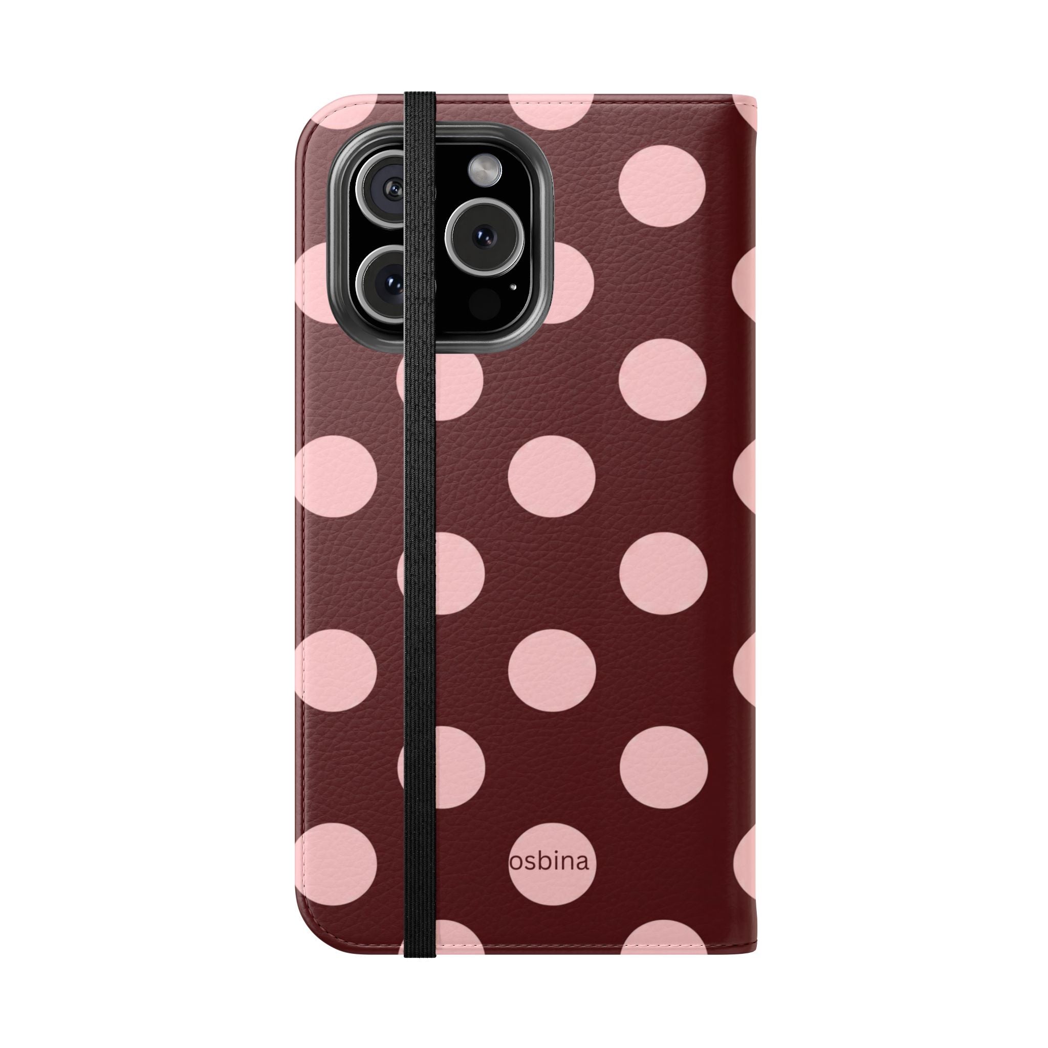 osbina | Wallet Flip Case for iPhone & Samsung | Oxblood Dot