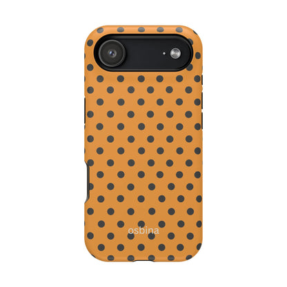 osbina | MagSafe Compatible for iPhone | Spot On Chic — The Orange + Black Polka Dot Case | The Season Collective