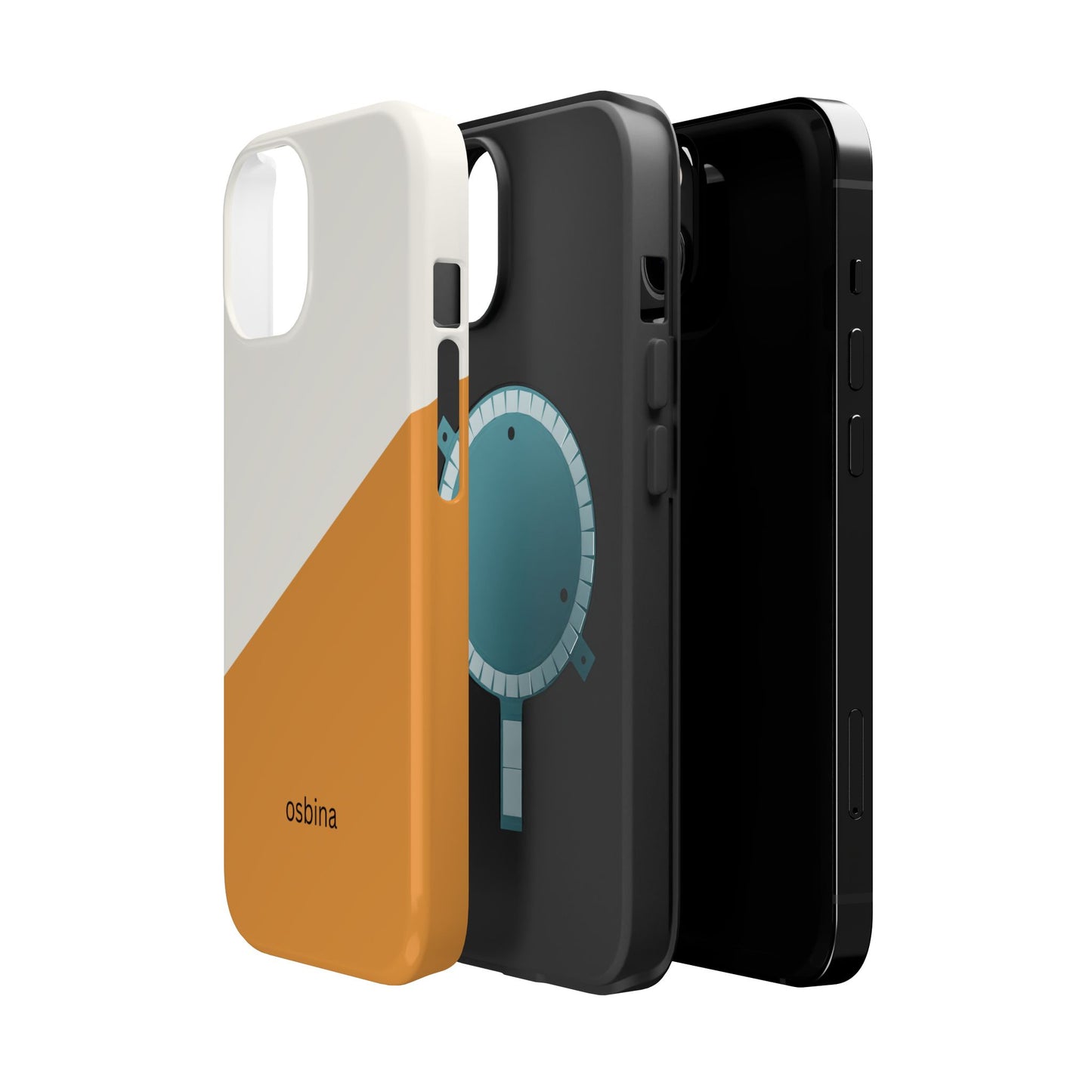 osbina | MagSafe Compatible for iPhone | Divide & Conquer — The Orange + White Split Diagonal Case | The Season Collective