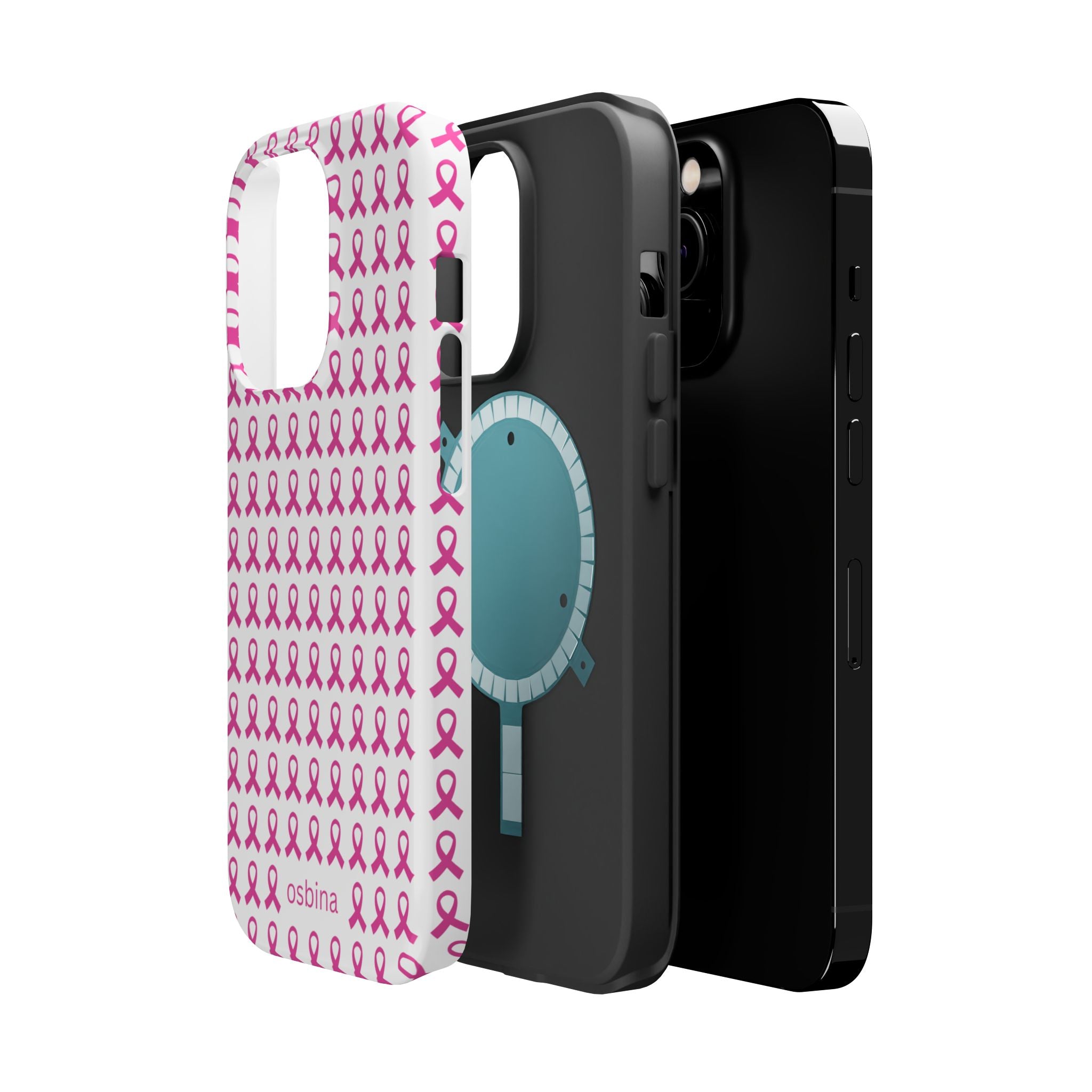 YAYOU MagSafe for iPhone | Side by Side Pink Ribbon Designer Case | osbina