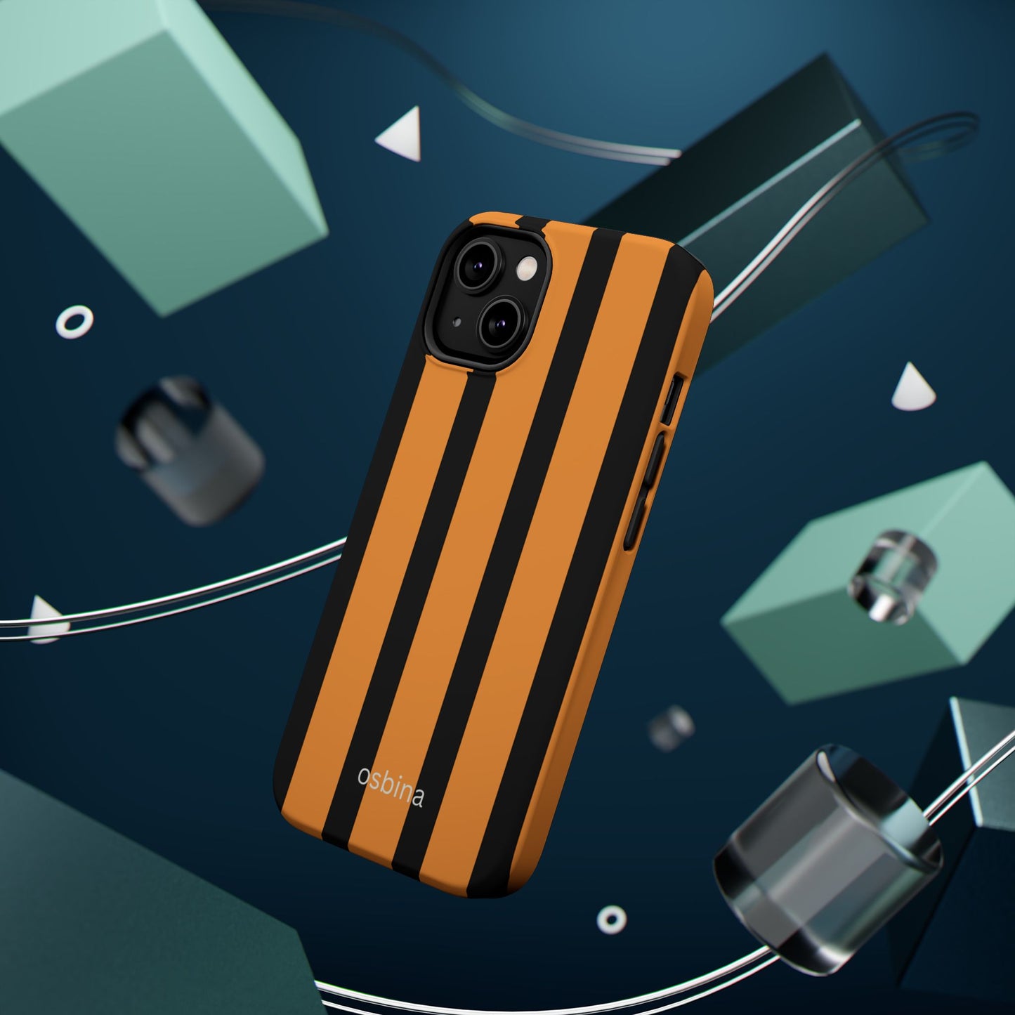 osbina | MagSafe Compatible for iPhone | The Statement Stripe Case in Black + Orange | The Season Collective