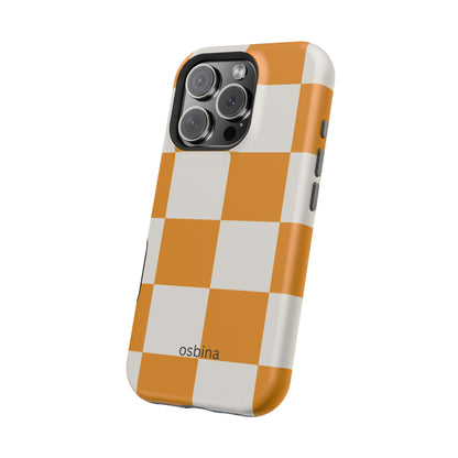 osbina | MagSafe Compatible for iPhone | Check You Out — The Orange + White Check Case | The Season Collective
