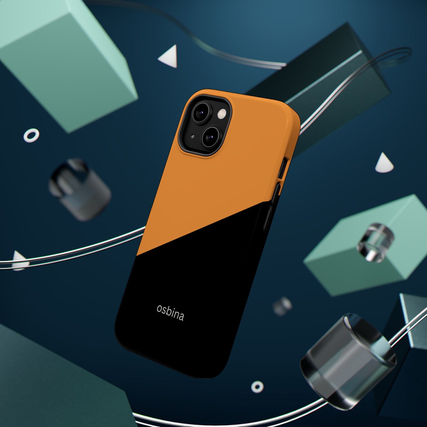 osbina | MagSafe Compatible for iPhone | Bold Moves Only — The Orange + Black Split Diagonal Case | The Season Collective