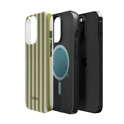 osbina | MagSafe compatible for iPhone | Verde Stripe Phone Case | Color Edit Collection