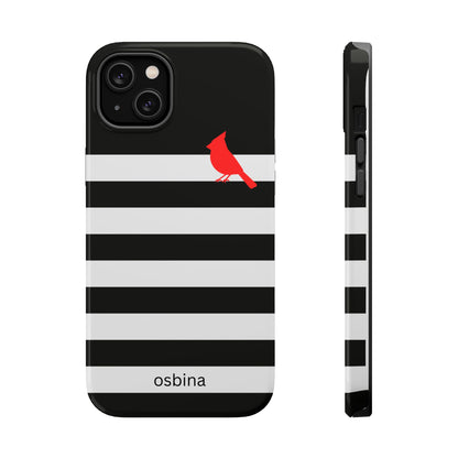 osbina | MagSafe compatible for iPhone | Redbird Edition Thinking of You Phone Case Black & White Stripe | Inspired By Collection