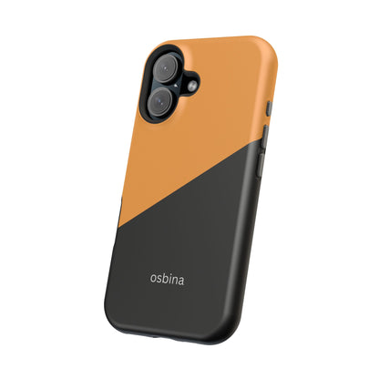 osbina | MagSafe Compatible for iPhone | Bold Moves Only — The Orange + Black Split Diagonal Case | The Season Collective