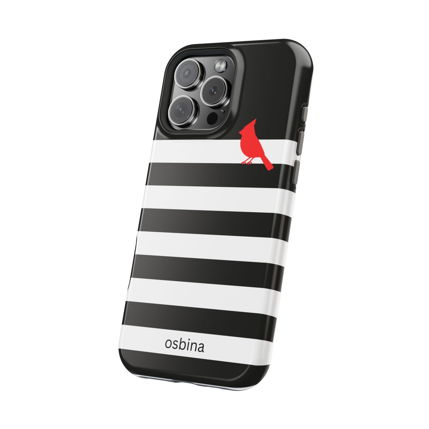 osbina | MagSafe compatible for iPhone | Redbird Edition Thinking of You Phone Case Black & White Stripe | Inspired By Collection