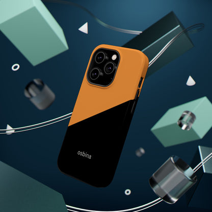 osbina | MagSafe Compatible for iPhone | Bold Moves Only — The Orange + Black Split Diagonal Case | The Season Collective