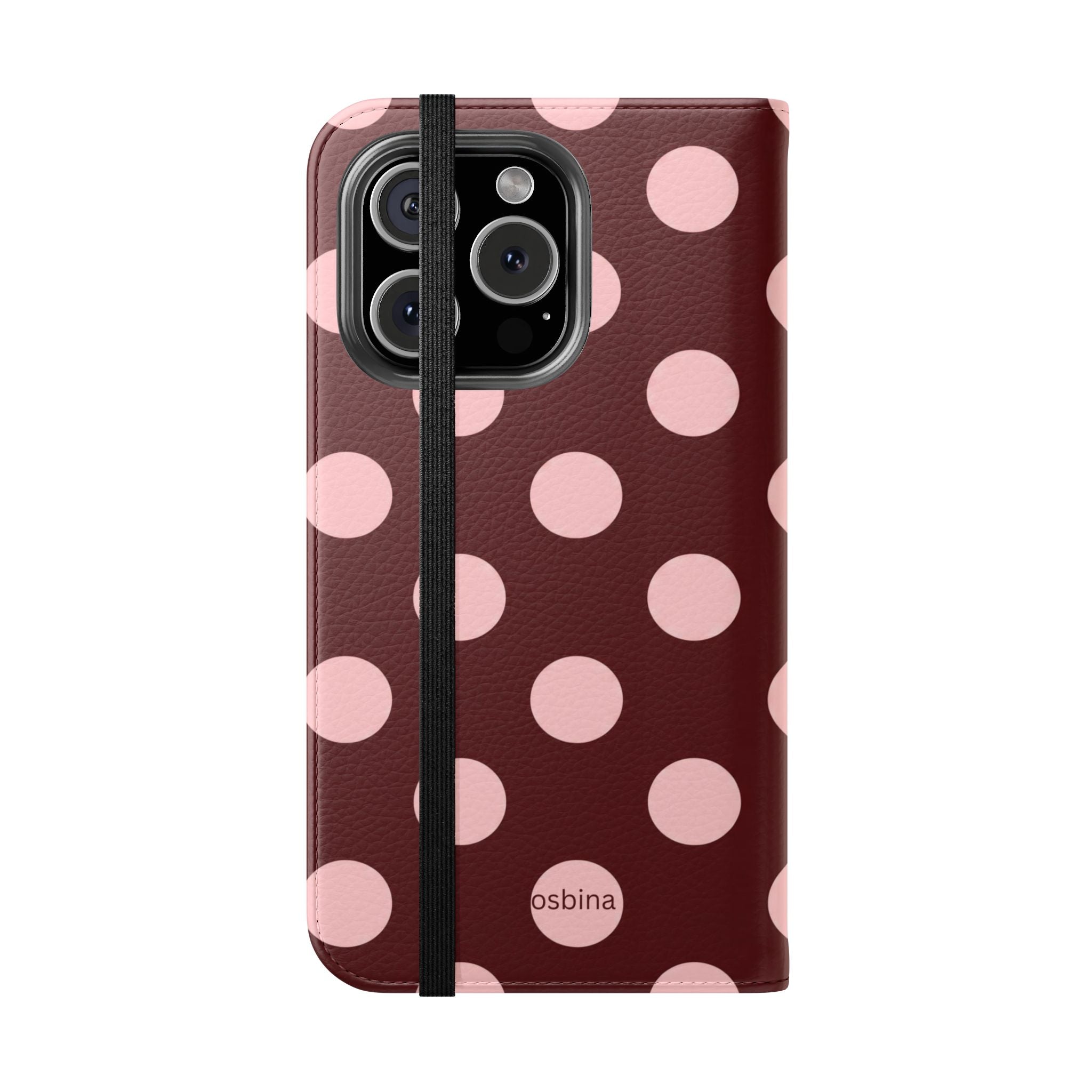 osbina | Wallet Flip Case for iPhone & Samsung | Oxblood Dot