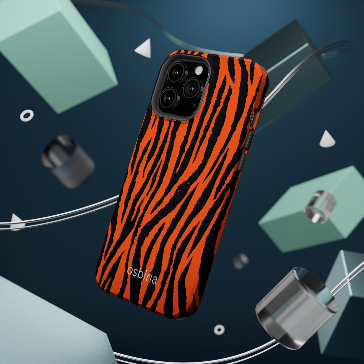 osbina | MagSafe Compatible for iPhone | Tiger, But Make It Chic — The Bengal Stripe Case in Orange + Black | The Season Collective