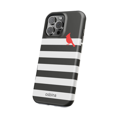 osbina | MagSafe compatible for iPhone | Redbird Edition Thinking of You Phone Case Black & White Stripe | Inspired By Collection