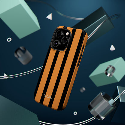 osbina | MagSafe Compatible for iPhone | The Statement Stripe Case in Black + Orange | The Season Collective