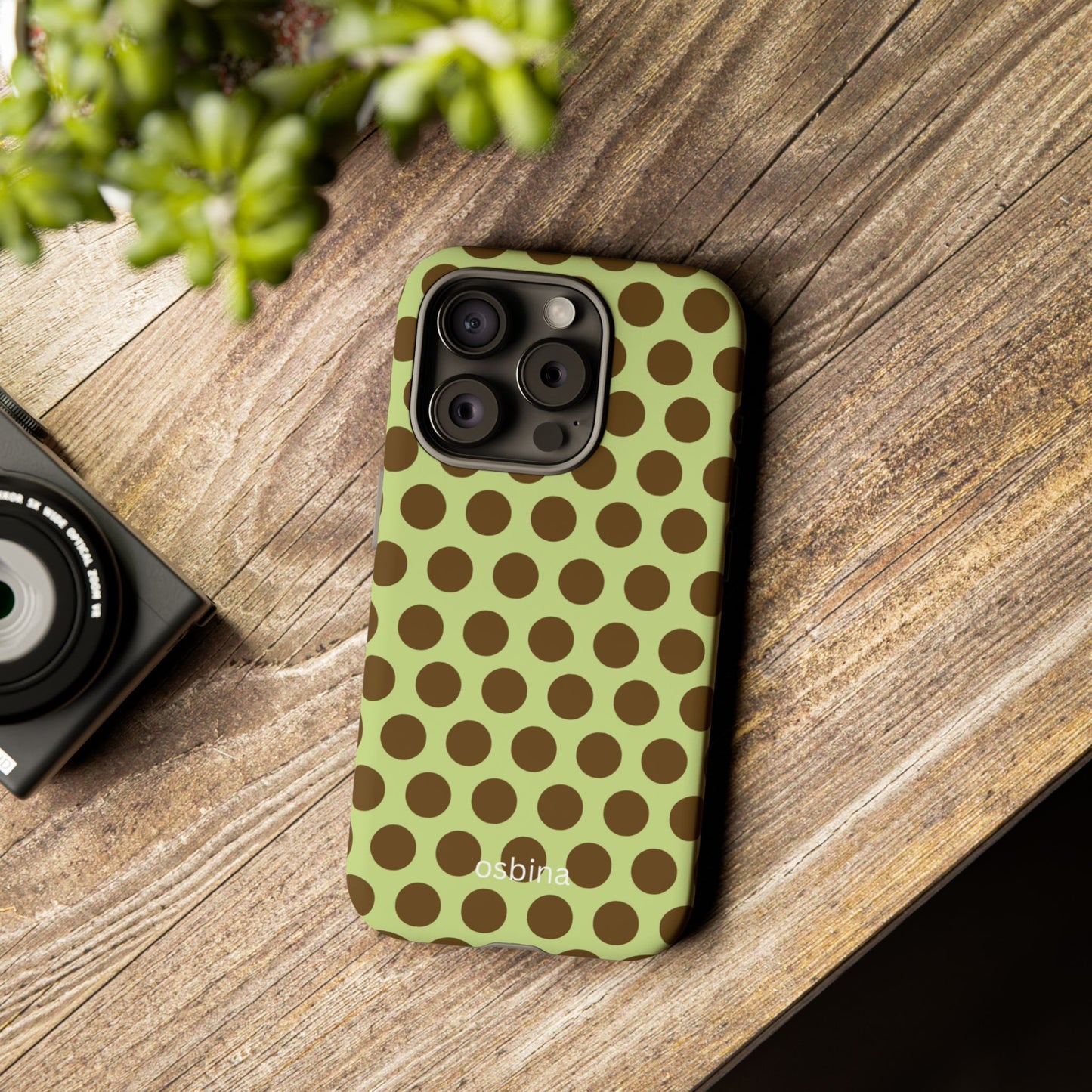 osbina | Chartreuse Cocoa Dots Phone Case | Color Edit Collection