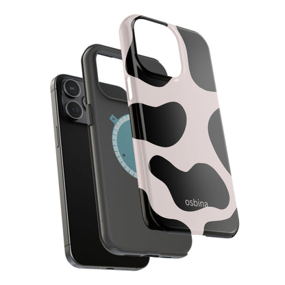 osbina | MagSafe compatible for iPhone | Prairie Chic Pink & Black Cow Print Phone Case | Modern Muse Collection