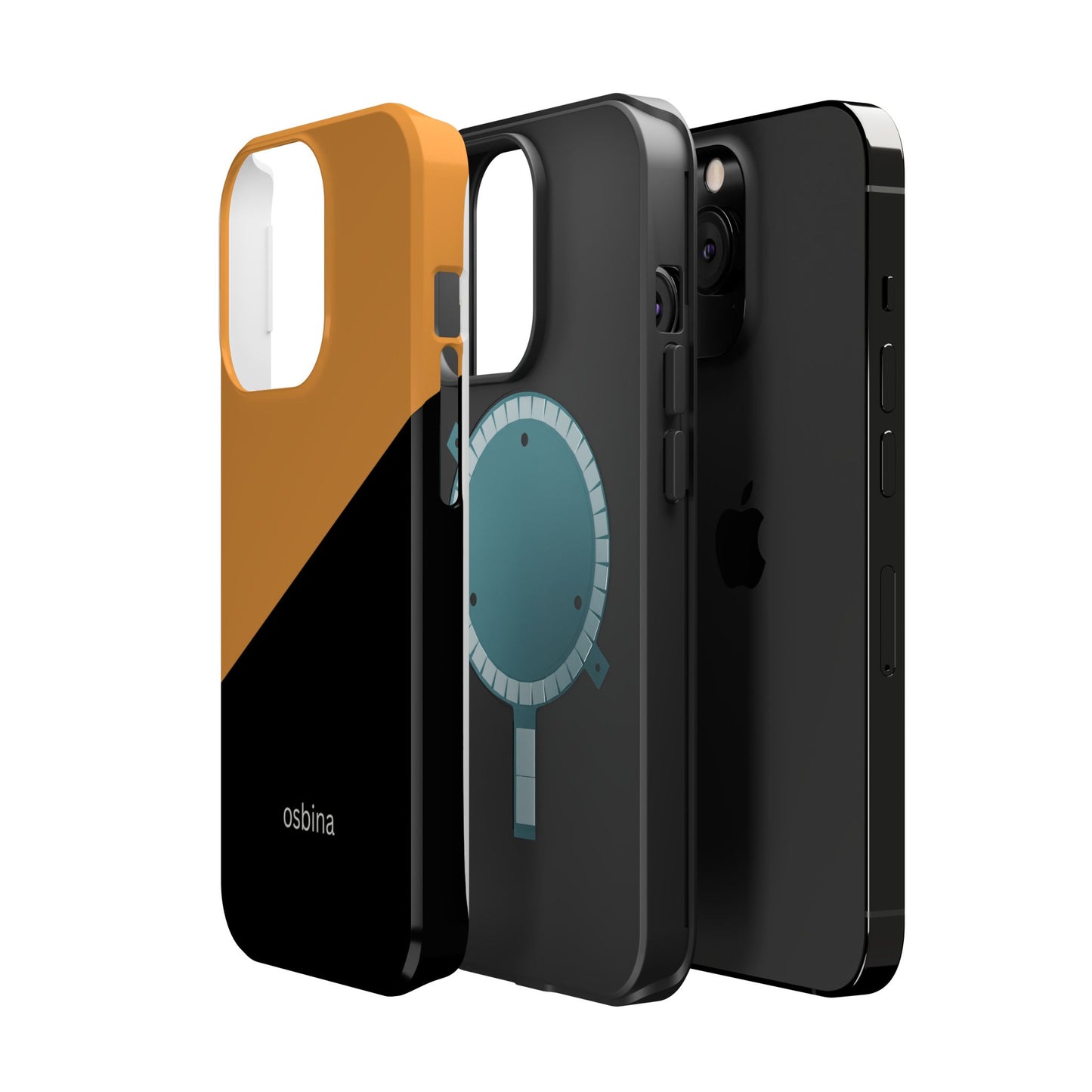 osbina | MagSafe Compatible for iPhone | Bold Moves Only — The Orange + Black Split Diagonal Case | The Season Collective