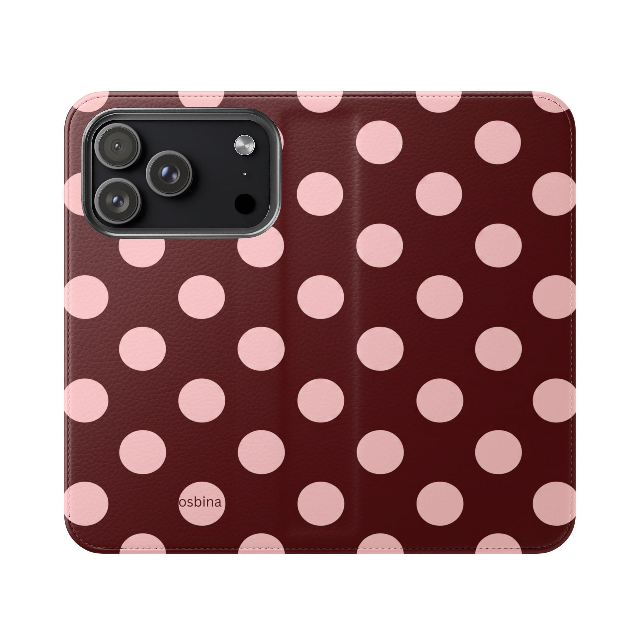 osbina | Wallet Flip Case for iPhone & Samsung | Oxblood Dot