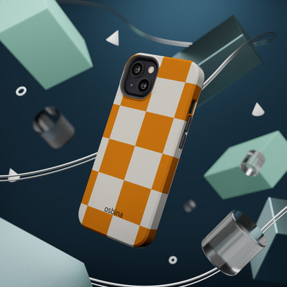 osbina | MagSafe Compatible for iPhone | Check You Out — The Orange + White Check Case | The Season Collective