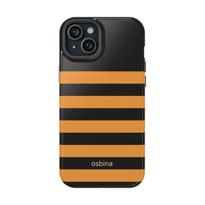 osbina | MagSafe Compatible for iPhone | The Horizon Stripe Case in Black + Orange | The Season Collective