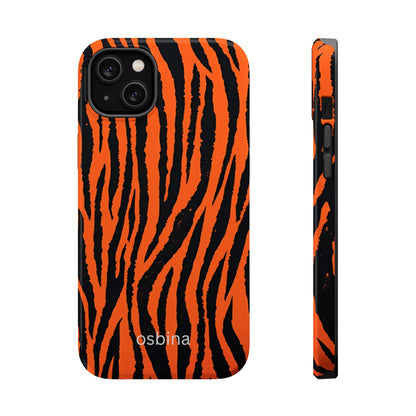 osbina | MagSafe Compatible for iPhone | Tiger, But Make It Chic — The Bengal Stripe Case in Orange + Black | The Season Collective