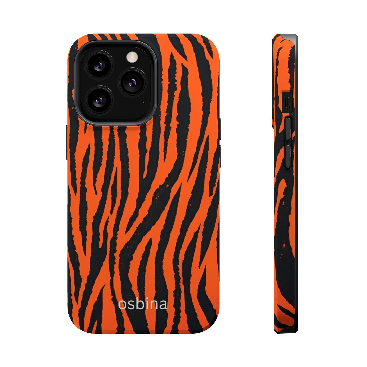 osbina | MagSafe Compatible for iPhone | Tiger, But Make It Chic — The Bengal Stripe Case in Orange + Black | The Season Collective
