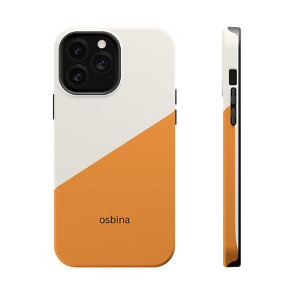 osbina | MagSafe Compatible for iPhone | Divide & Conquer — The Orange + White Split Diagonal Case | The Season Collective
