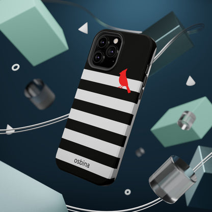 osbina | MagSafe compatible for iPhone | Redbird Edition Thinking of You Phone Case Black & White Stripe | Inspired By Collection