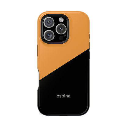 osbina | MagSafe Compatible for iPhone | Bold Moves Only — The Orange + Black Split Diagonal Case | The Season Collective