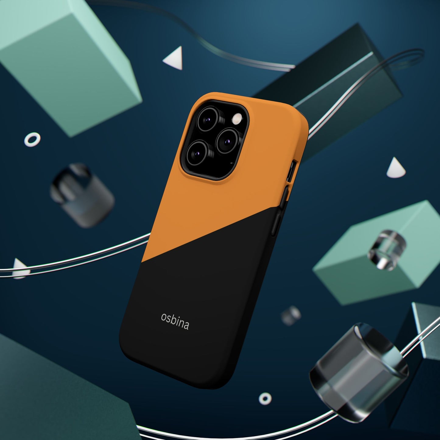 osbina | MagSafe Compatible for iPhone | Bold Moves Only — The Orange + Black Split Diagonal Case | The Season Collective