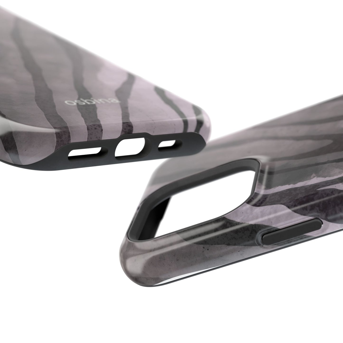 osbina | MagSafe Compatible for iPhone | Stripes on Point — The Muted Gray + Black Tiger Case | The Season Collective