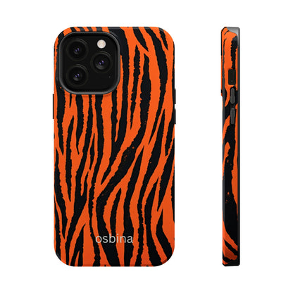 osbina | MagSafe Compatible for iPhone | Tiger, But Make It Chic — The Bengal Stripe Case in Orange + Black | The Season Collective