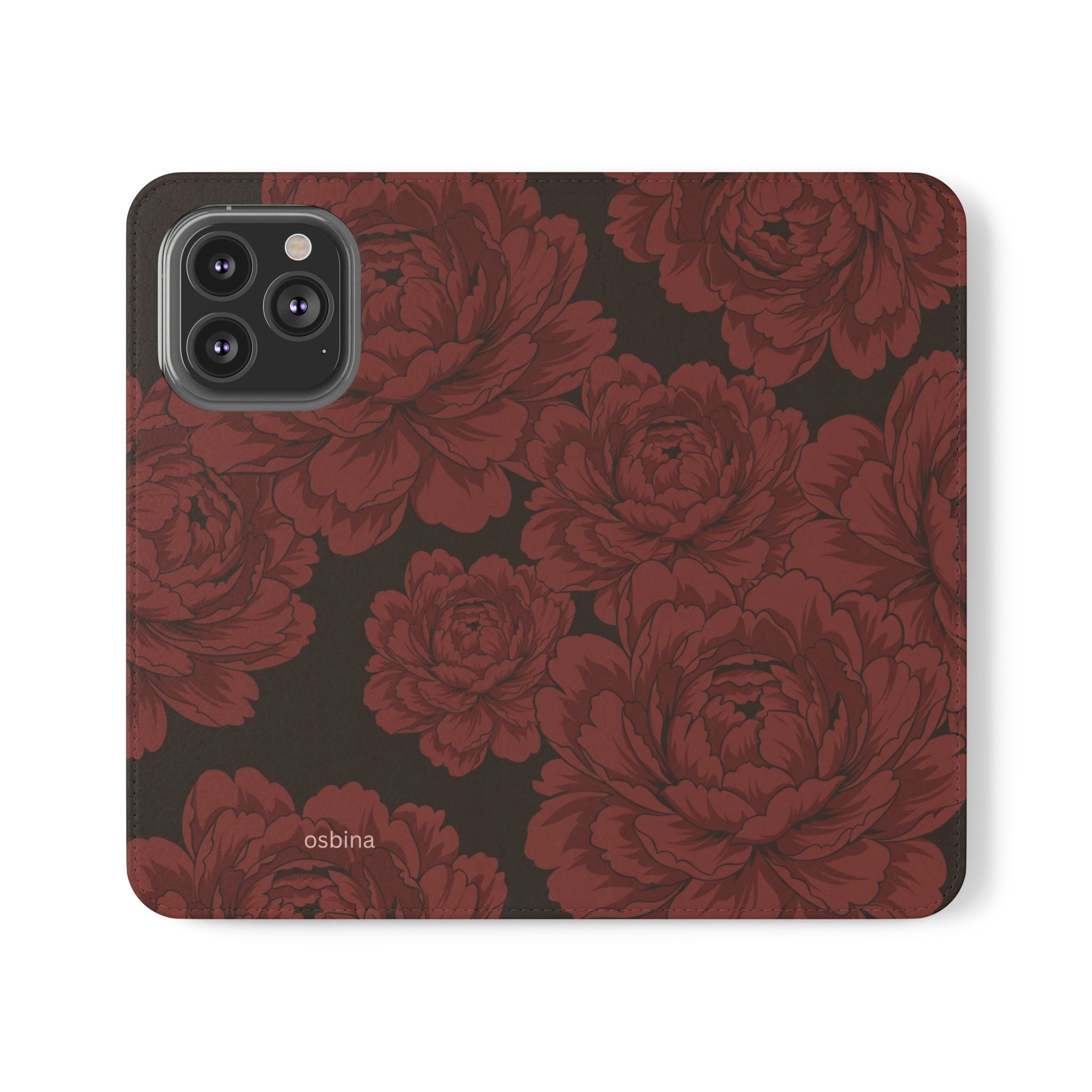 osbina | Wallet Flip Case for iPhone & Samsung | Oxblood Peony