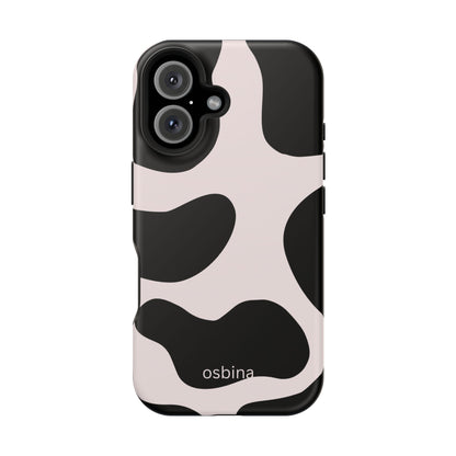 osbina | MagSafe compatible for iPhone | Prairie Chic Pink & Black Cow Print Phone Case | Modern Muse Collection
