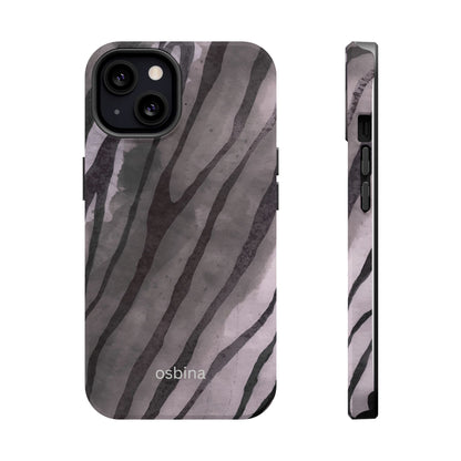 osbina | MagSafe Compatible for iPhone | Stripes on Point — The Muted Gray + Black Tiger Case | The Season Collective