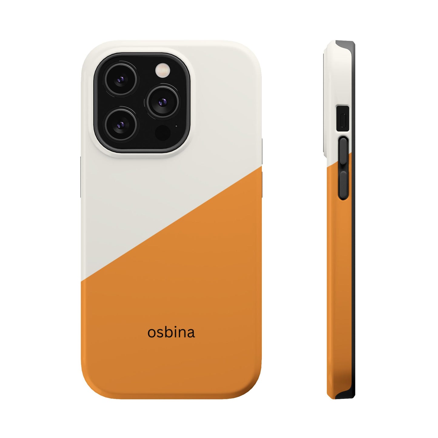 osbina | MagSafe Compatible for iPhone | Divide & Conquer — The Orange + White Split Diagonal Case | The Season Collective