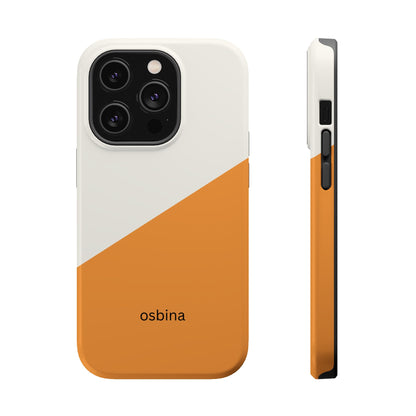 osbina | MagSafe Compatible for iPhone | Divide & Conquer — The Orange + White Split Diagonal Case | The Season Collective