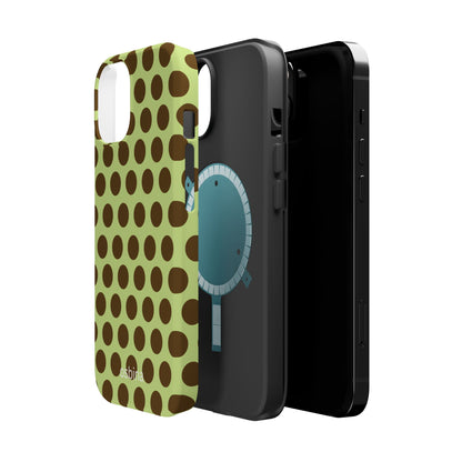 osbina | MagSafe compatible for iPhone | Chartreuse Cocoa Dots Phone Case | Color Edit Collection